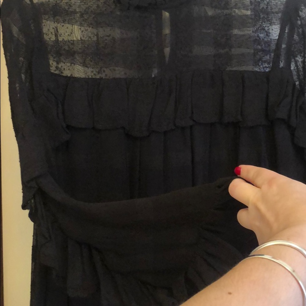 H&M RUFFLE CHECK SHEER BLACK BABYDOLL DRESS - Picture 4 of 8